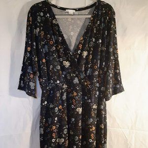 Wrap around blue floral dress